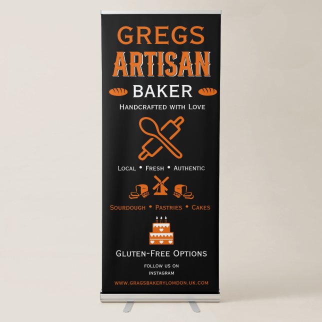 Artisan Bakery Business Promotion Retractable Banner (Front)