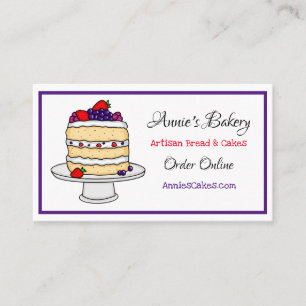 Artisan Bakery   Hand drawn Layered Fruit Cake  Business Card