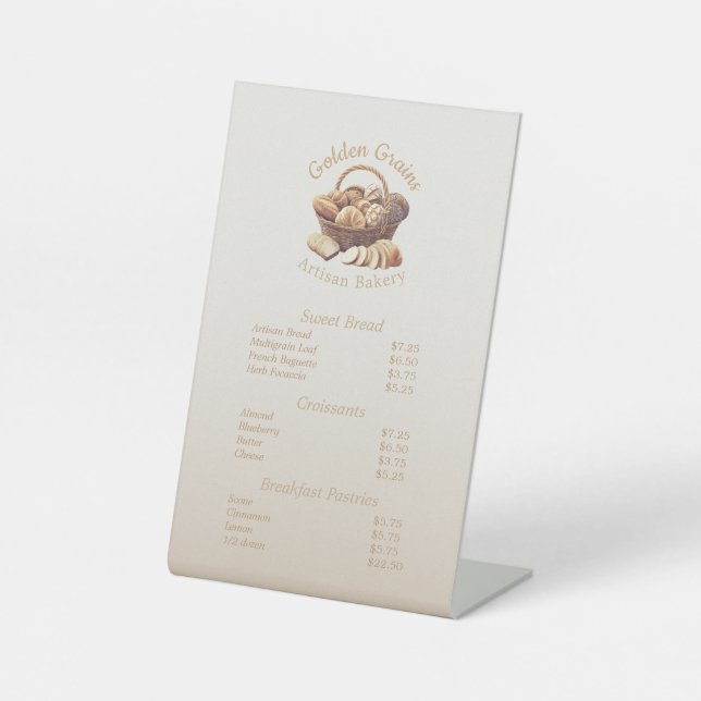 Artisan Bread Basket Pedestal Sign (Front)