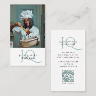 Artisan Bread Maker Photo Monogram QR Code Business Card