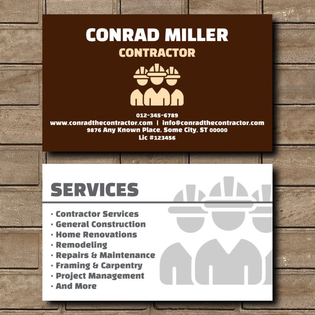 Artisan Brown General Contractor Business Card (Creator Uploaded)