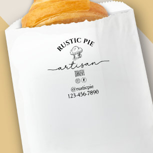 Artisan Chef Hat Business Name Bakery Rubber Stamp