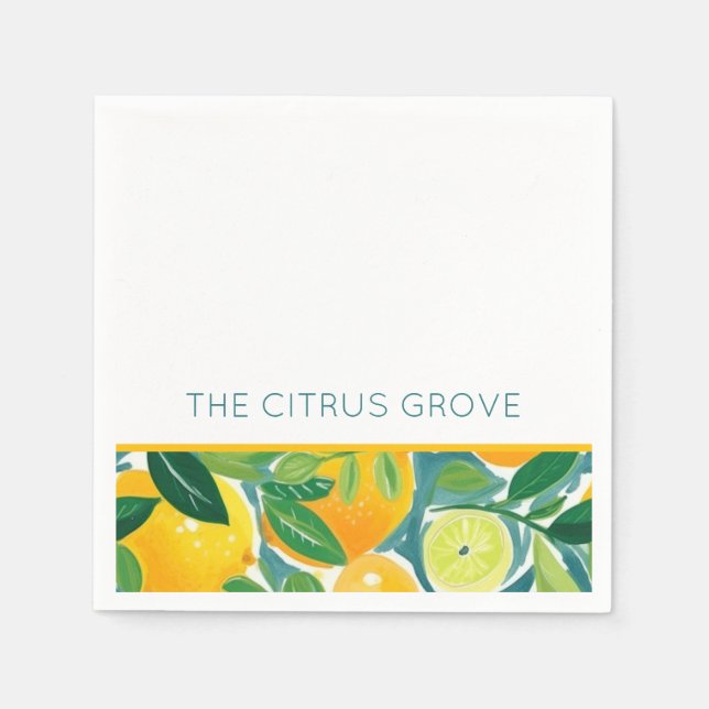 Artisan Citrus Tree Lemons Oranges Limes Colourful Napkin (Front)