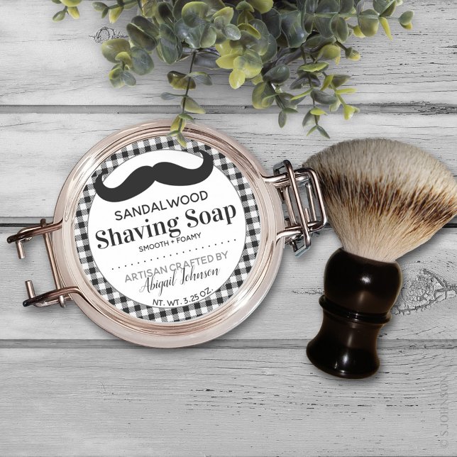Artisan Crafted Shaving Soap Lumberjack Plaid Classic Round Sticker (Creator Uploaded)