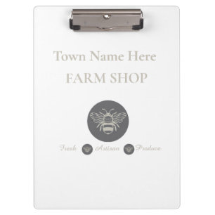 Artisan Farm Shop or Farmers Market Bee Logo Clipboard