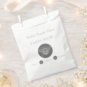 Artisan Farm Shop or Farmers Market Bee Logo Favour Bags