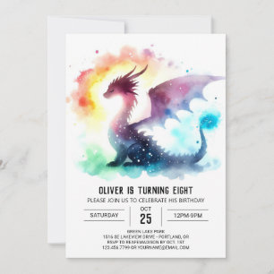  Artisan Fiery Dragon Birthday Celebration Invitation