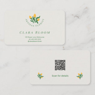 Artisan Florist Minimalist Botanical QR Code Business Card
