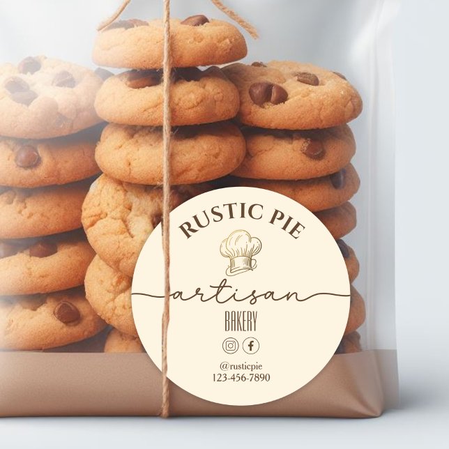 Artisan Home Bakery Gold Chef Hat Pale Orange Classic Round Sticker (Creator Uploaded)