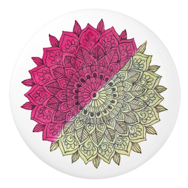 Artisan Mandala Ceramic Knob (Front)
