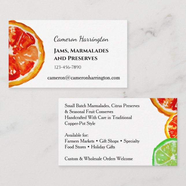 Artisan Marmalade Preserves Jam Maker              Business Card (Front/Back)