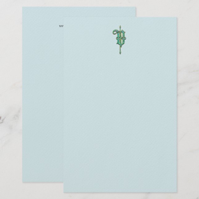 Artisan Monogram V Green Garden Felt Stationery (Front/Back)