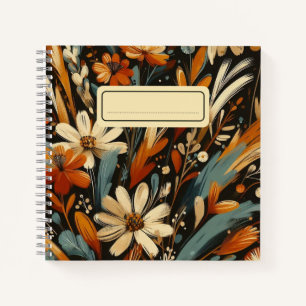 Artisan Orange Blooms & Songbirds in Folk Art Notebook