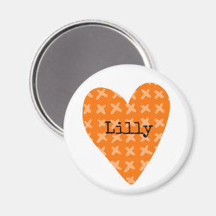 Artisan Orange Heart Kids NAME Family Tree Fun Magnet