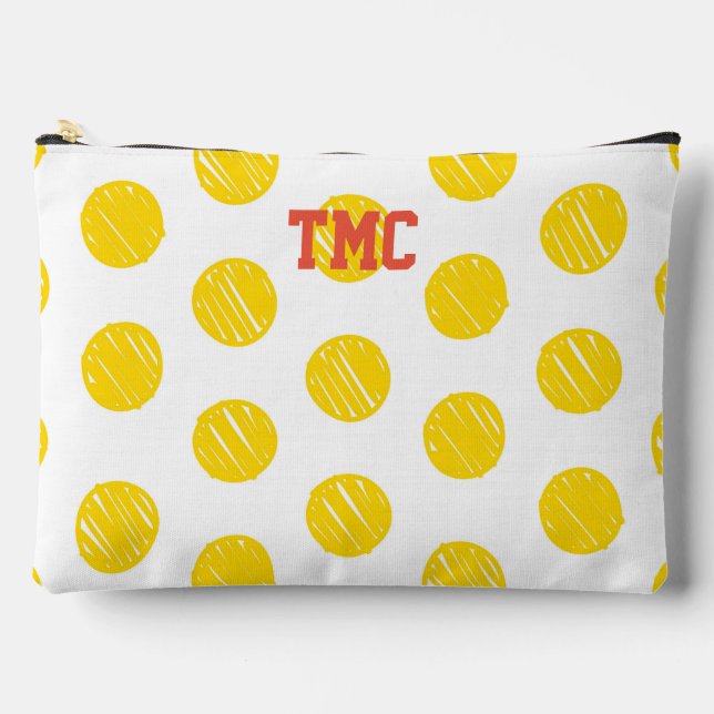 Artisan Polka Dots Pickleball INITIALS Sports Fun Accessory Pouch (Front)