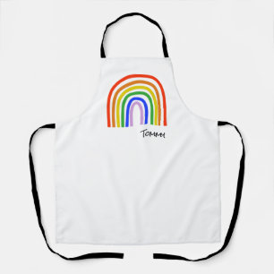 Artisan Rainbow Heart NAME Colourful Love Fun Apron