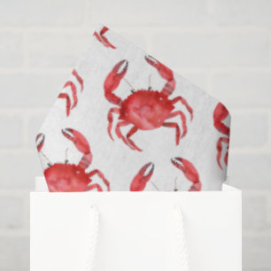 Artisan Red Crab Coastal Colorful Travel Fun Tissue Paper