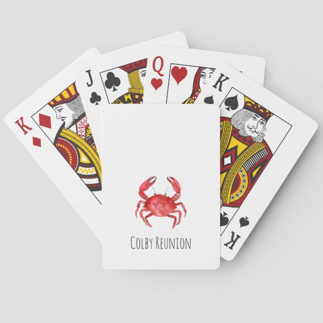 Artisan Red Crab Reunion NAME Coastal Fun Playing Cards (Back)