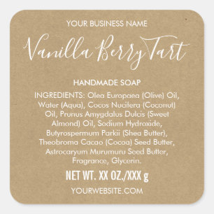 Artisan Soap Kraft Paper Look Ingredients Label