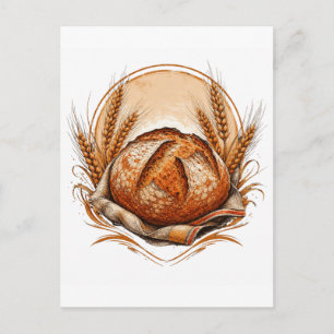 Artisan Sourdough Bread Traditional Baker Rustic Postcard