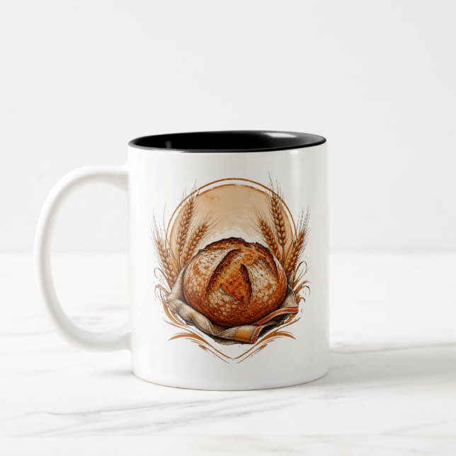 Artisan Sourdough Bread Traditional Baker Rustic  Two-Tone Coffee Mug (Left)