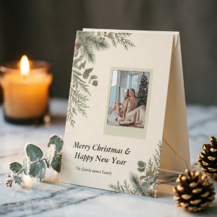 Artisan Winter Botanical Polaroid Photo Christmas Holiday Card