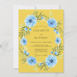 Artisan Yellow Cornflower Wildflower Wedding Invitation
