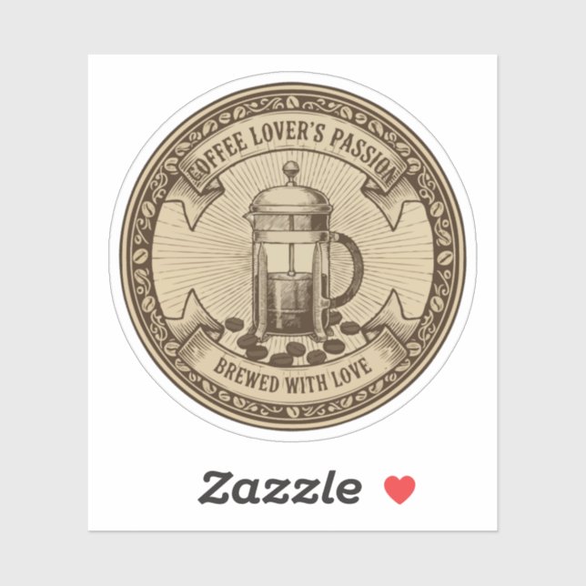 Artisanal French Press Coffee | Vintage "Brewed   (Sheet)