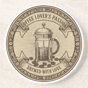 Artisanal French Press Coffee Vintage "Brewed Coaster