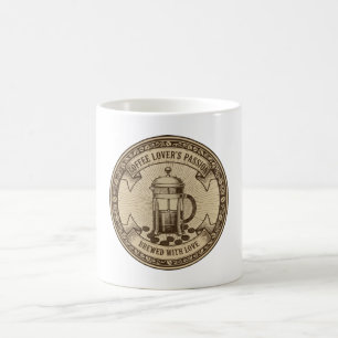 Artisanal French Press Coffee Vintage "Brewed Mug