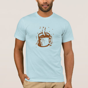 Artisanal Linocut Steaming Cup Graphic T-Shirt