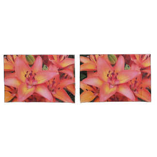 Artisitc Coral Coloured Garden Lilies Pillowcase