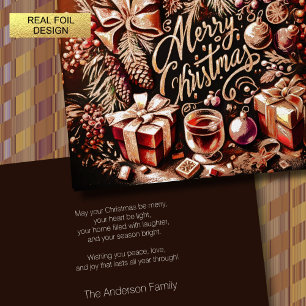 Artisitc Warm Chocolate Festive Cosy Christmas Foil Holiday Card