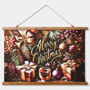 Artisitc Warm Chocolate Festive Cosy Christmas  Hanging Tapestry