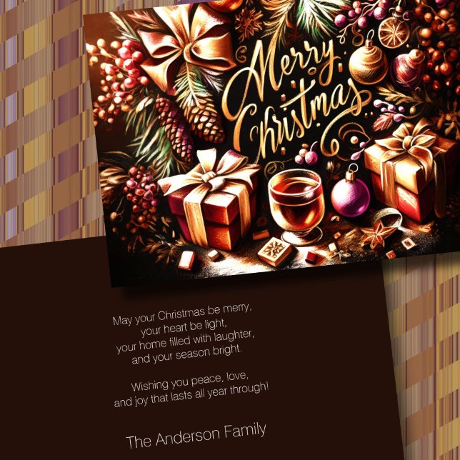 Artisitc Warm Chocolate Festive Cosy Christmas Holiday Card (Creator Uploaded)