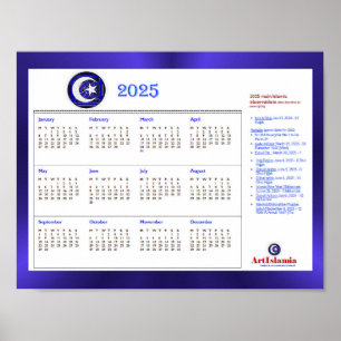 ArtIslamia 2025 Islamic Religious Events Calendar Poster