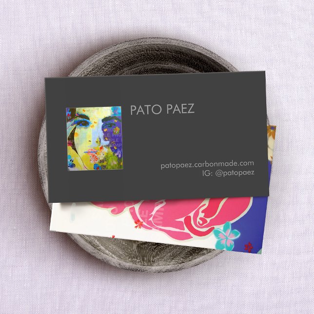 Artist Add Your Photo Black Business Card (Creator Uploaded)