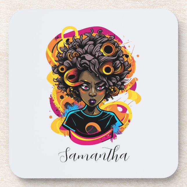 Artist Afro Woman Coaster (Front)