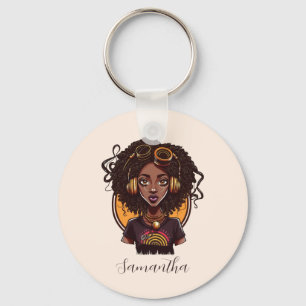 Artist Afro Woman Key Ring