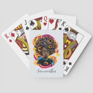 Artist Afro Woman Playing Cards