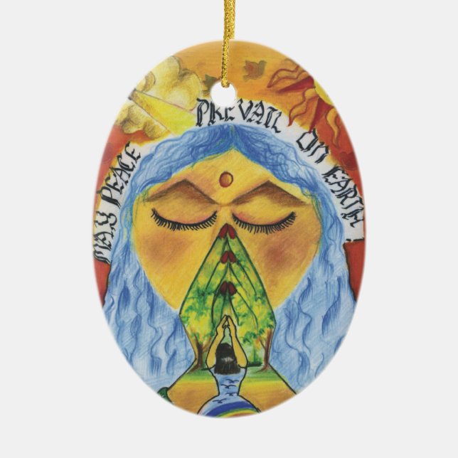 Artist Anjali ~ Age 11 ~ India Ceramic Tree Decoration (Front)