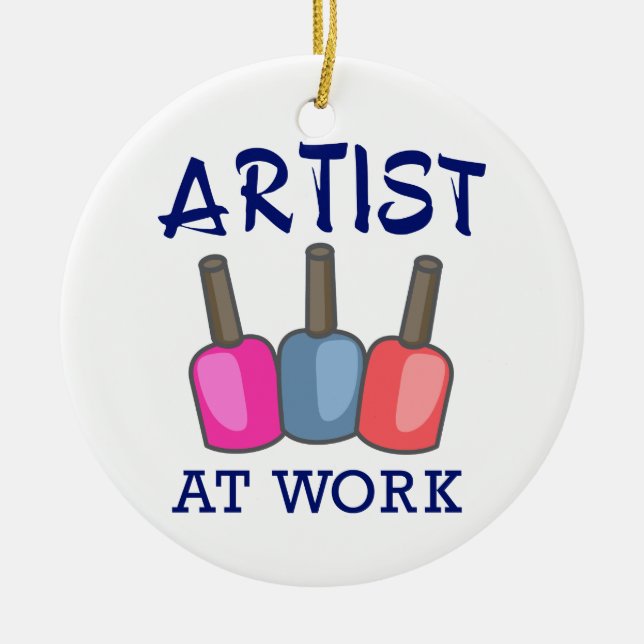 Artist at Work Ceramic Tree Decoration (Front)