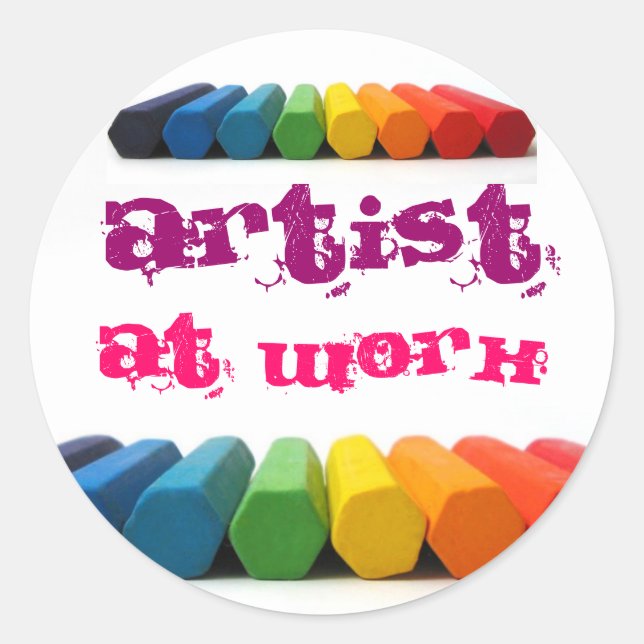Artist at work classic round sticker (Front)