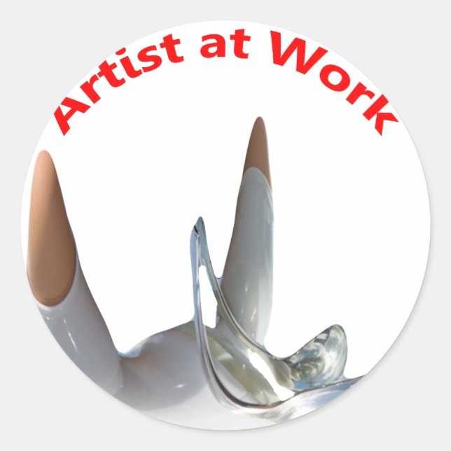 Artist at Work Classic Round Sticker (Front)