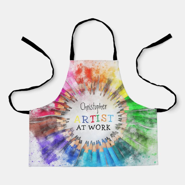 Artist at Work Fun Colourful Art Kids Apron (Front)