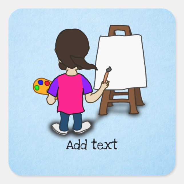 Artist at work, template, square sticker (Front)