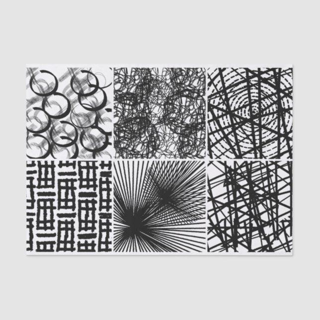 Artist Black White Abstract Circle Line Texture Tissue Paper (Front)