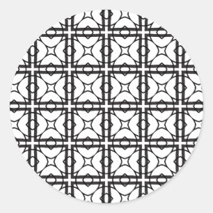 Artist Black White Geometric Grid Background Classic Round Sticker