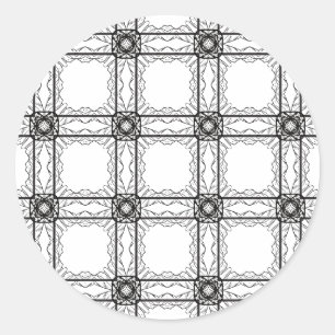 Artist Black White Geometric Lacy Grid Pattern Classic Round Sticker