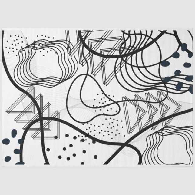 Artist Black White Large Abstract Circular Texture Tissue Paper (Front)